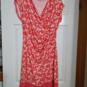 NY & Company Coral - Floral Dress. Size Medium